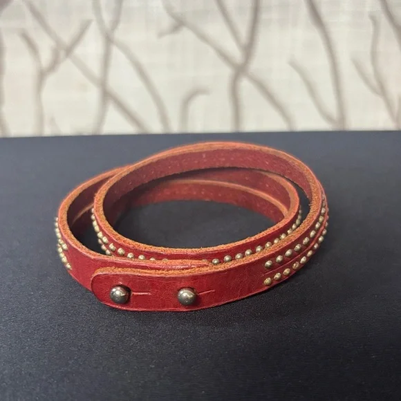 Red Studded Wrap Bracelet - Picture 2 of 3
